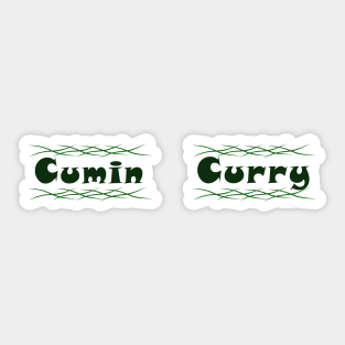 Cumin and Curry  with Green Waves - Kitchen Labels :) Sticker